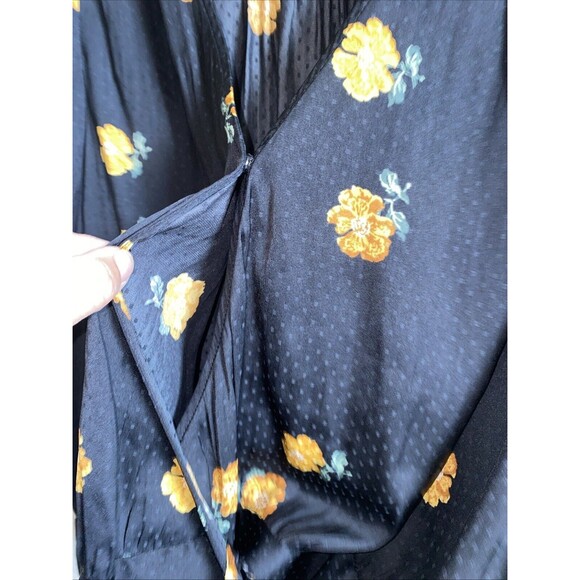 Madewell Womens Satin Floral Blouse Polka Dot Cottage Spring Tie Snap Cottage L - Picture 3 of 9